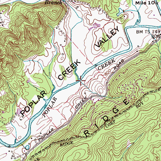 Topographic Map of Massengill Spring Branch, TN