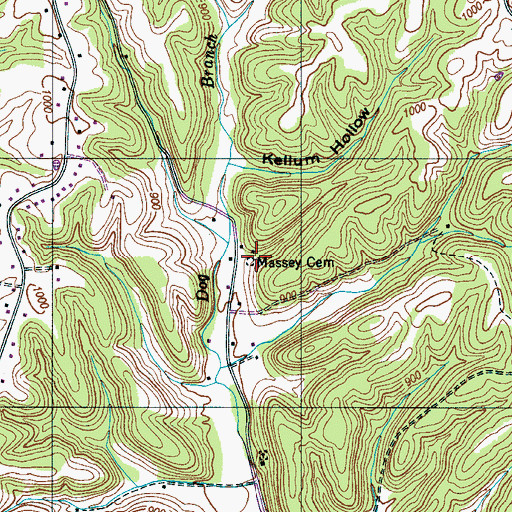 Topographic Map of Massey Cemetery, TN