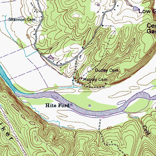 Topographic Map of Massey Cemetery, TN