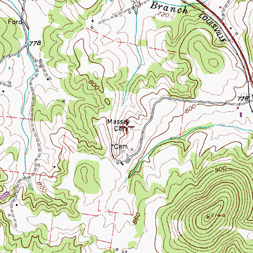 Topographic Map of Massey Cemetery, TN