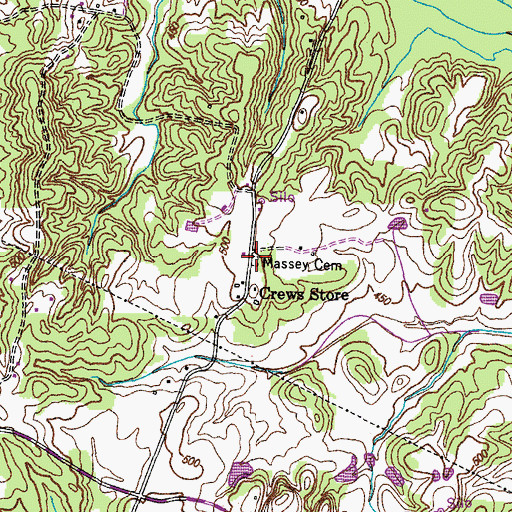 Topographic Map of Massey Cemetery, TN