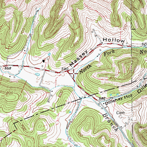 Topographic Map of Massey Hollow, TN