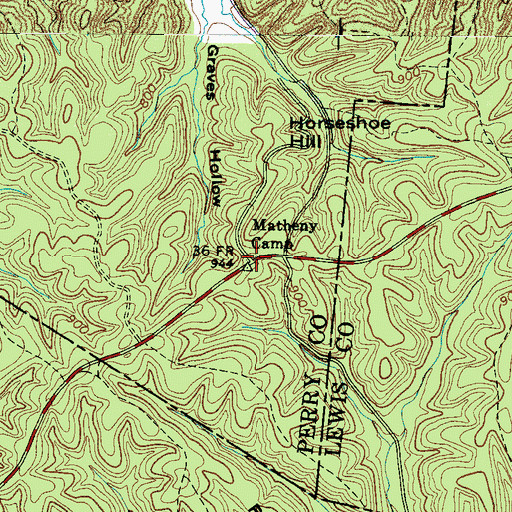 Topographic Map of Matheny Camp, TN