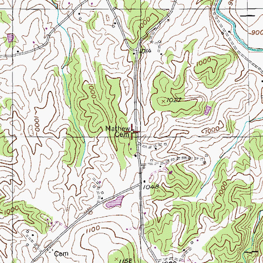 Topographic Map of Mathew Cemetery, TN