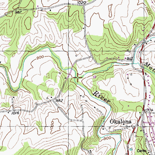 Topographic Map of Mathews Branch, TN