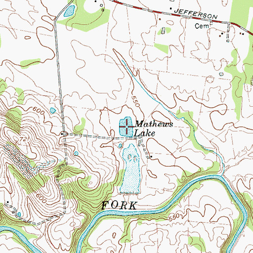 Topographic Map of Mathews Lake, TN