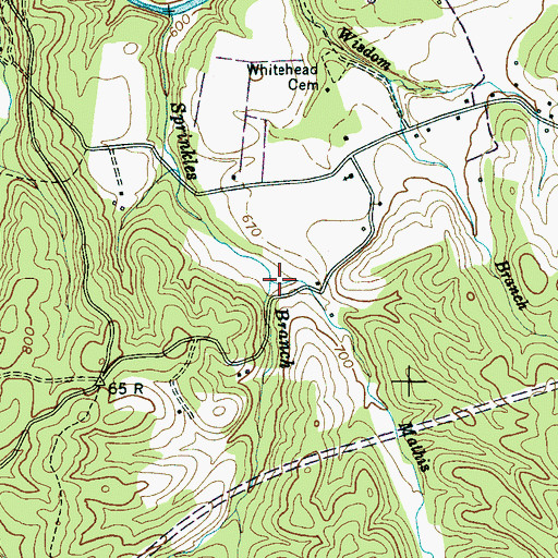 Topographic Map of Mathis Branch, TN