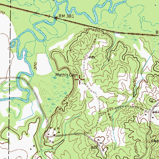 Topographic Map of Mathis Cemetery, TN