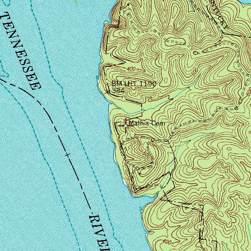 Topographic Map of Mathis Cemetery, TN