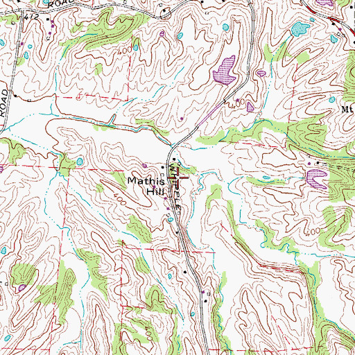 Topographic Map of Mathis Hill, TN