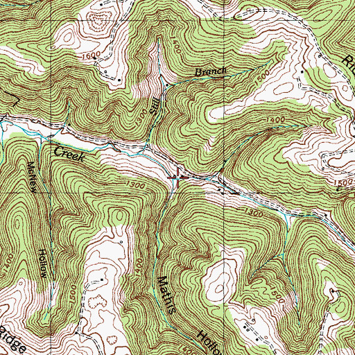 Topographic Map of Mathis Hollow, TN