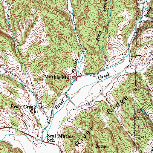 Topographic Map of Mathis Mill, TN