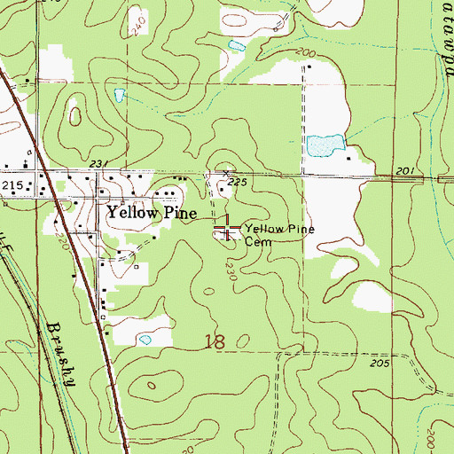 Topographic Map of Yellow Pine Cemetery, AL