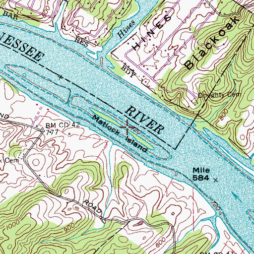 Topographic Map of Matlock Island, TN