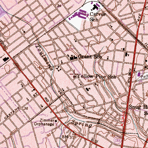 Topographic Map of Yellow Pine School, AL