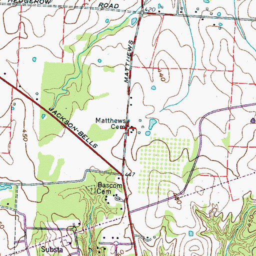 Topographic Map of Matthews Cemetery, TN