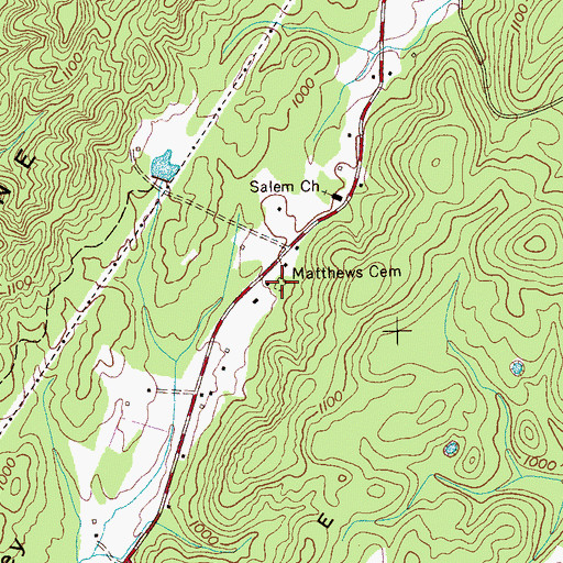 Topographic Map of Matthews Cemetery, TN