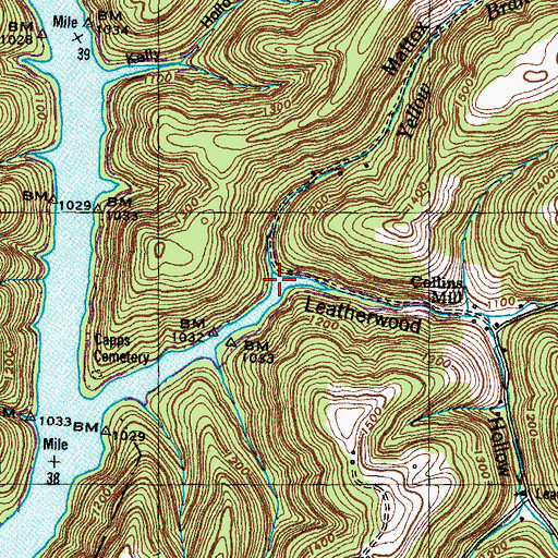 Topographic Map of Mattox Hollow, TN