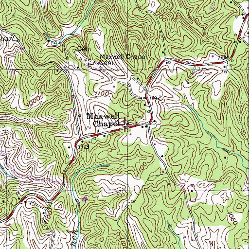 Topographic Map of Mawell Chapel, TN
