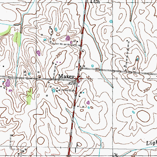 Topographic Map of Maxey, TN