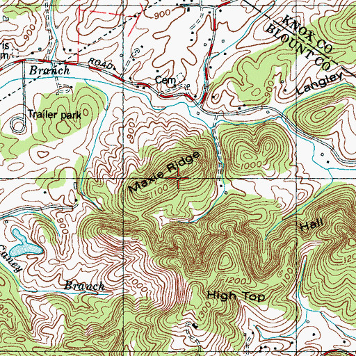 Topographic Map of Maxie Ridge, TN
