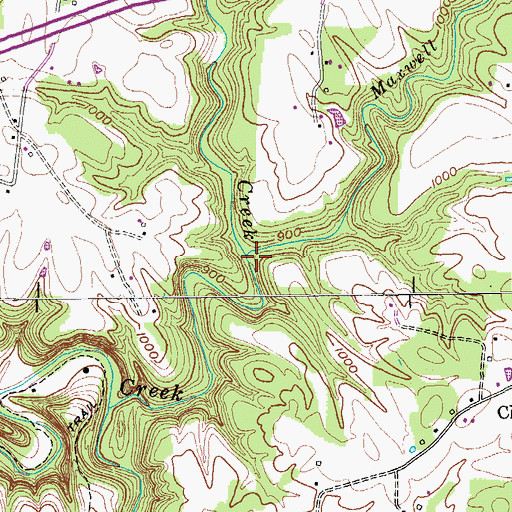 Topographic Map of Maxwell Branch, TN