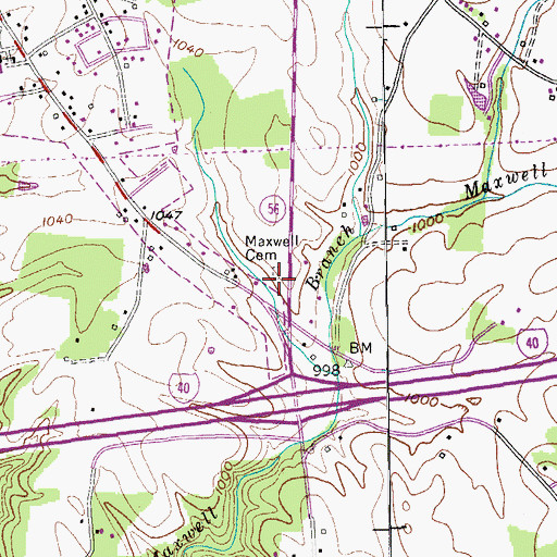 Topographic Map of Maxwell Cemetery, TN