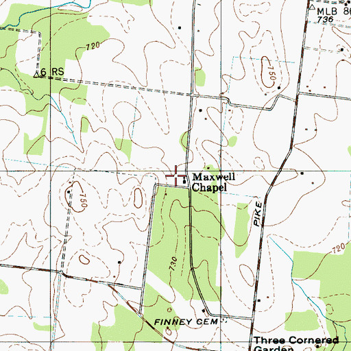 Topographic Map of Maxwell Chapel United Methodist Church, TN