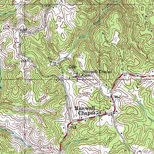 Topographic Map of Maxwell Chapel Cemetery, TN