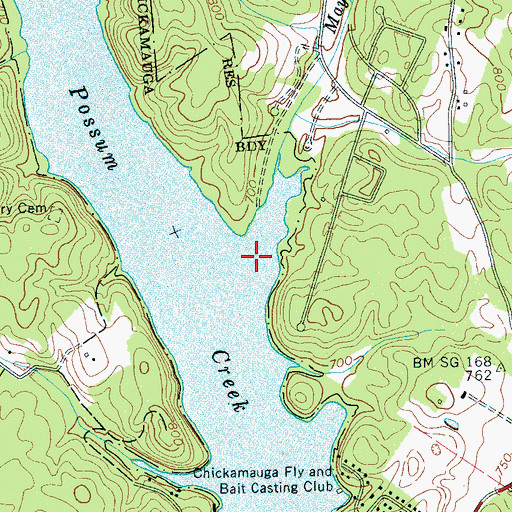 Topographic Map of May Branch, TN