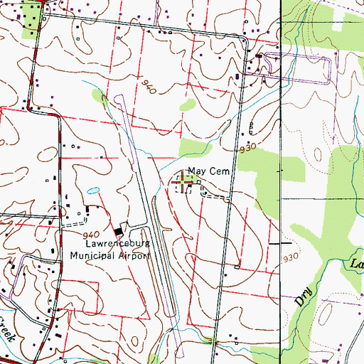 Topographic Map of May Cemetery, TN