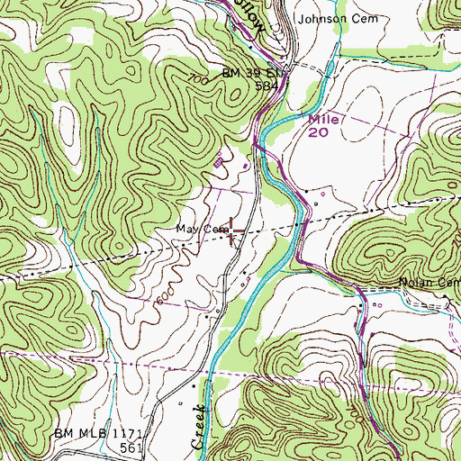 Topographic Map of May Cemetery, TN