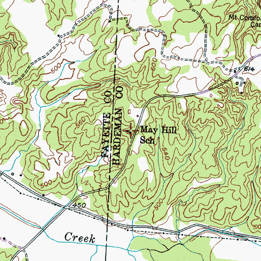 Topographic Map of May Hill School, TN