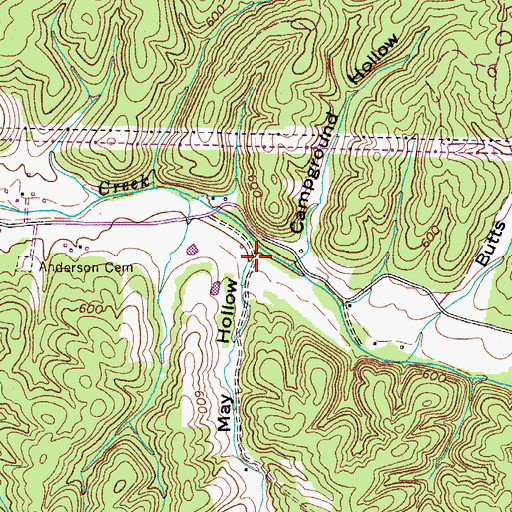 Topographic Map of May Hollow, TN