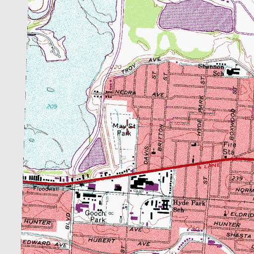 Topographic Map of May Street Park, TN
