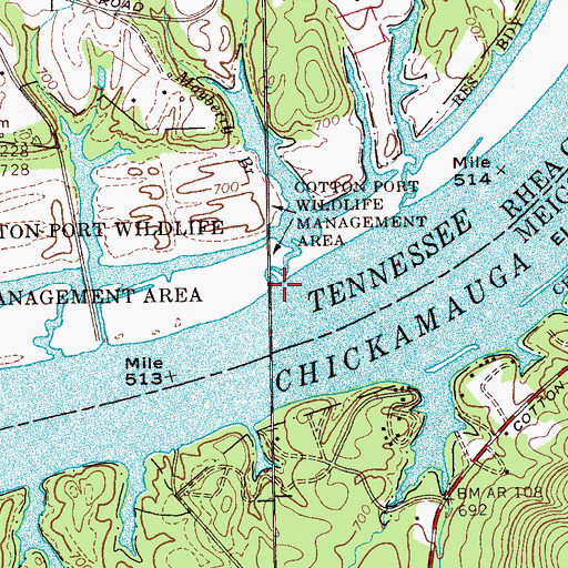 Topographic Map of Mayberry Branch, TN