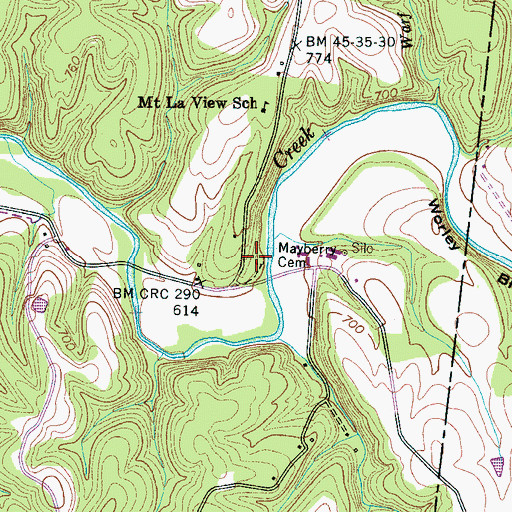 Topographic Map of Mayberry Cemetery, TN