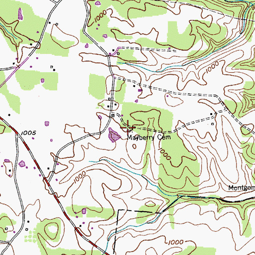 Topographic Map of Mayberry Cemetery, TN