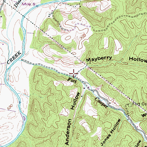 Topographic Map of Mayberry Hollow, TN