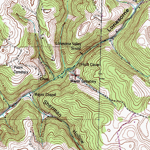 Topographic Map of Mayes Cemetery, TN