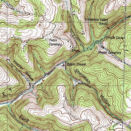Topographic Map of Mayes Chapel United Methodist Church, TN