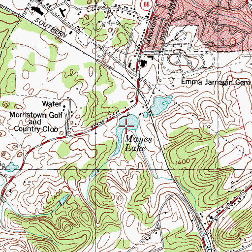 Topographic Map of Mayes Lake, TN