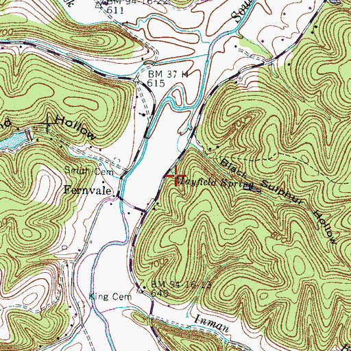Topographic Map of Mayfield Spring, TN