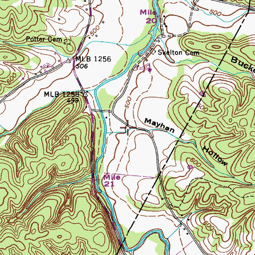 Topographic Map of Mayhan Hollow, TN