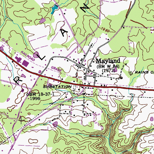 Topographic Map of Mayland, TN