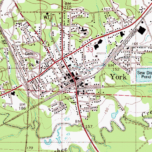 Topographic Map of York, AL