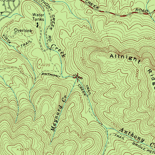 Topographic Map of Maynard Creek, TN