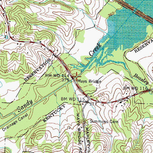 Topographic Map of Mays Bridge, TN