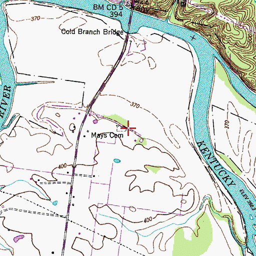 Topographic Map of Mays Cemetery, TN