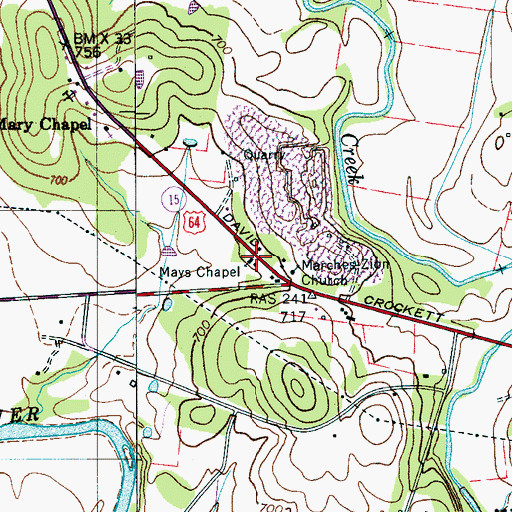 Topographic Map of Mays Chapel, TN